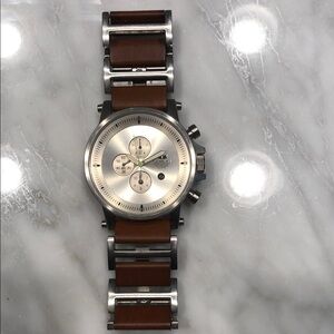 Vestal Silver Dial Watch with Brown Leather Strap